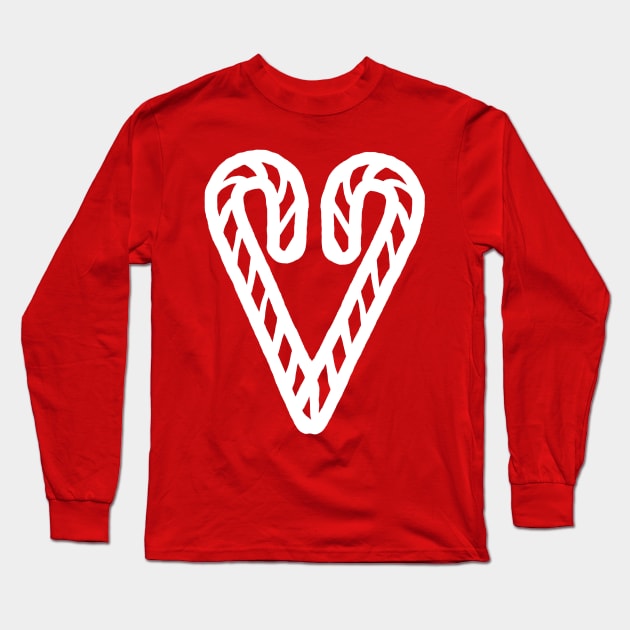 White Line Christmas Heart of Candy Long Sleeve T-Shirt by ellenhenryart